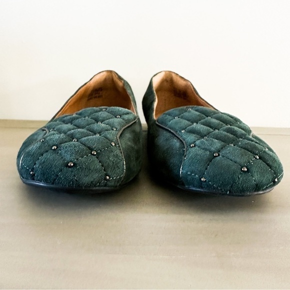 Clarks Indigo Dark Green Suede Leather Quilted Slip on Loafer Flats sz 6M - Picture 3 of 8